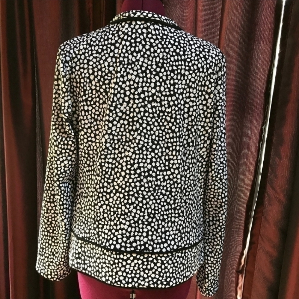 Laura Ashley Jacket Lightweight Searsucker Type Material Black White Medium - Picture 2 of 9